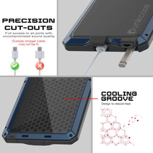 Cargar imagen en el visor de la galería, Caso de metal Ultra Galaxy S25, cubierta de armadura de grado militar de servicio pesado [prueba de choque] Cuerpo completo duro [azul]
