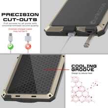 Cargar imagen en el visor de la galería, Caso de metal ultra Galaxy S25, cubierta de armadura de grado militar de servicio pesado [prueba de choque] Cuerpo completo duro [oro]
