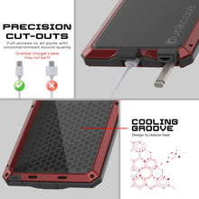 Cargar imagen en el visor de la galería, Caso de metal ultra Galaxy S25, cubierta de armadura de grado militar de servicio pesado [prueba de choque] Cuerpo completo duro [rojo]
