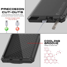 Cargar imagen en el visor de la galería, Caso de metal Ultra Galaxy S25, cubierta de armadura de grado militar de servicio pesado [prueba de choque] Cuerpo completo duro [negro]
