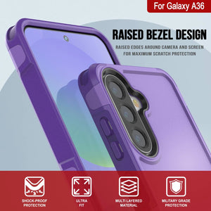 Punkcase Galaxy A36 Case, [Serie Spartan 2.0] Carrera de servicio pesado resistente [púrpura]