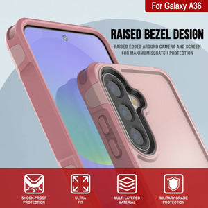 Punkcase Galaxy A36 Case, [Serie Spartan 2.0] Carrera de servicio pesado resistente [rosa]