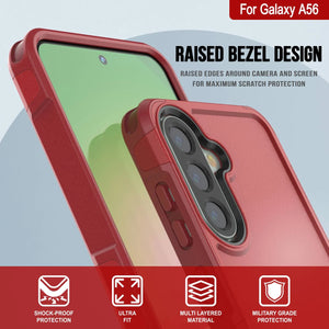 Punkcase Galaxy A56 Case, [Serie Spartan 2.0] Carrera de servicio pesado resistente [rojo]