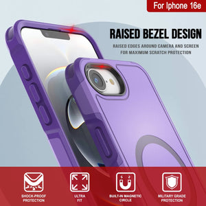 Punkcase iPhone 16E Case, [Serie Spartan 2.0] Carrera de servicio pesado resistente con protector de pantalla incorporado [púrpura]