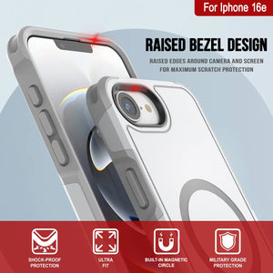 Punkcase iPhone 16E Case, [Serie Spartan 2.0] Carrera de servicio pesado resistente con protector de pantalla incorporado [blanco]