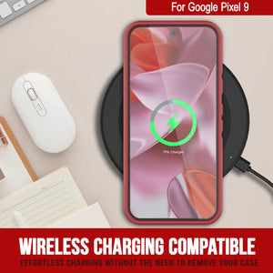 Punkcase Google Pixel 9 Case, [Serie Spartan 2.0] Cubierta de servicio pesado resistente con protector de pantalla incorporado [rojo]