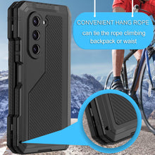 Cargar imagen en el visor de la galería, Funda de metal Galaxy Z Fold5, resistente armadura de grado militar, cobertura completa para todo el cuerpo [plateada].
