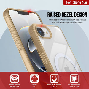 Punkcase iPhone 16E Case de carga inalámbrica magnética [Serie ClearMag] [Oro]
