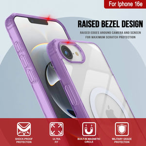 Punkcase iPhone 16E Case de carga inalámbrica magnética [Serie ClearMag] [Purple]