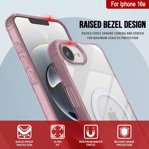 Punkcase iPhone 16E Case de carga inalámbrica magnética [Serie ClearMag] [Rose]