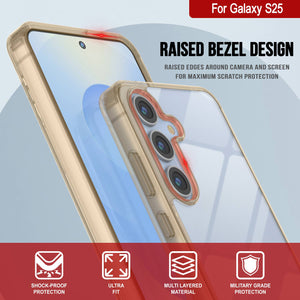 Funda para Galaxy S25 [Serie de acrílico transparente] [Antideslizante] Para Galaxy S25 [Naranja]