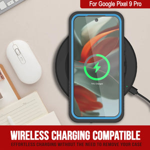 Caso impermeable de Google Pixel 9 Pro, cubierta de armadura punkcase [serie extrema] con protector de pantalla incorporado [azul claro]