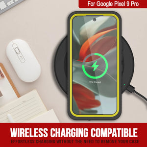 Caso impermeable de Google Pixel 9 Pro, cubierta de armadura punkcase [serie extrema] con protector de pantalla incorporado [amarillo]