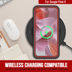Caso impermeable de Google Pixel 9, cubierta de armadura punkcase [serie extrema] con protector de pantalla incorporado [rojo]