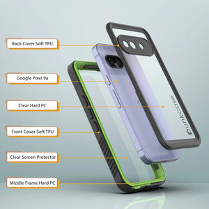 Caso impermeable de Google Pixel 9a, cubierta de armadura punkcase [serie extrema] con protector de pantalla incorporado [verde claro]
