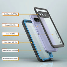 Cargar imagen en el visor de la galería, Caso impermeable de Google Pixel 9a, cubierta de armadura punkcase [serie extrema] con protector de pantalla incorporado [azul claro]
