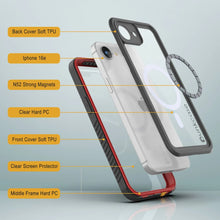 Load image into Gallery viewer, Caso impermeable del iPhone 16E, Punkcase [Extreme Mag Series] Cubierta de armadura con protector de pantalla incorporado [rojo]
