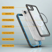 Cargar imagen en el visor de la galería, Case impermeable del iPhone 16E, Punkcase [Extreme Mag Series] Cubierta de armadura con protector de pantalla incorporado [azul]
