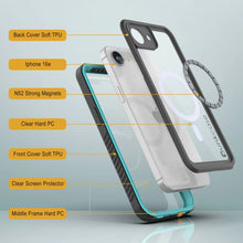 Cargar imagen en el visor de la galería, Case impermeable del iPhone 16E, cubierta de armadura punkcase [Extreme Mag] con protector de pantalla incorporado [verde azulado]
