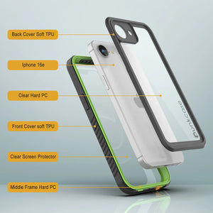 Case impermeable para iPhone 16E, cubierta de armadura punkcase [serie extrema] con protector de pantalla incorporado [verde claro]
