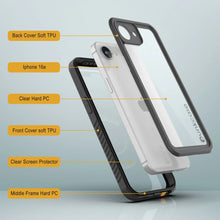 Cargar imagen en el visor de la galería, Case impermeable para iPhone 16E, cubierta de armadura punkcase [serie extrema] con protector de pantalla incorporado [negro]

