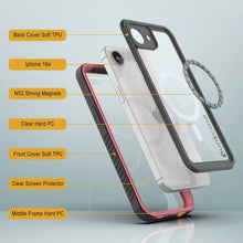 Cargar imagen en el visor de la galería, Case impermeable para iPhone 16E, Punkcase [Extreme Mag Series] Cubierta de armadura con protector de pantalla incorporado [PINK]
