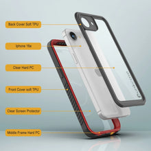Load image into Gallery viewer, Case impermeable para iPhone 16E, cubierta de armadura punkcase [serie extrema] con protector de pantalla incorporado [rojo]
