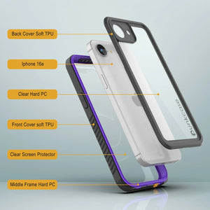 Case impermeable del iPhone 16E, cubierta de armadura punkcase [serie extrema] con protector de pantalla incorporado [púrpura]