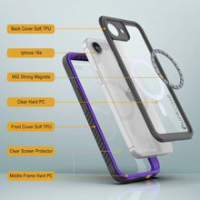 Cargar imagen en el visor de la galería, Case impermeable del iPhone 16E, Punkcase [Extreme Mag Series] Cubierta de armadura con protector de pantalla incorporado [púrpura]
