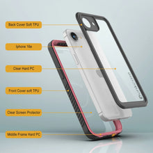 Cargar imagen en el visor de la galería, Case impermeable para iPhone 16E, cubierta de armadura punkcase [serie extrema] con protector de pantalla incorporado [rosa]
