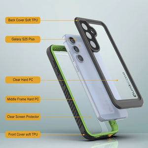 Funda protectora de pantalla para Galaxy S25+ Plus resistente al agua y a los golpes [Serie Extreme] [Verde claro]