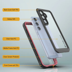 Funda protectora de pantalla para Galaxy S25 resistente al agua y a los golpes [Serie Extreme] [rosa]