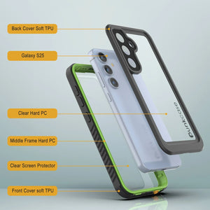 Funda protectora de pantalla para Galaxy S25 resistente al agua y a los golpes [Serie Extreme] [Verde claro]