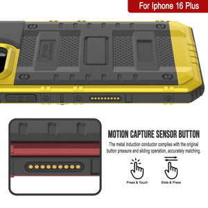 Case impermeable de aluminio de iPhone 16 Plus Metal Extreme 3.0 IP68 con protector de pantalla y Kickstand [amarillo]