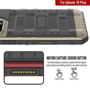 Case impermeable de aluminio de iPhone 16 Plus Metal Extreme 3.0 IP68 con protector de pantalla y Kickstand [dorado]