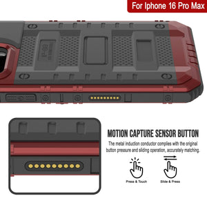 iPhone 16 Pro Max Metal Extreme 3.0 Estuche impermeable de aluminio IP68 con buillt en la pantalla Protector y Kickstand [rojo]