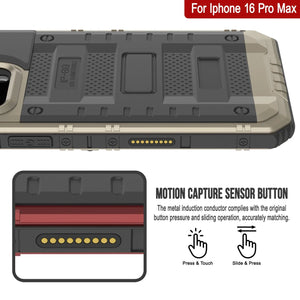 iPhone 16 Pro Max Metal Extreme 3.0 Estuche impermeable de aluminio IP68 con buillt en la pantalla Protector y Kickstand [dorado]