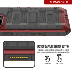 Caso impermeable de aluminio iPhone 16 Pro Metal Extreme 3.0 aluminio IP68 con buillt en la pantalla Protector y Kickstand [rojo]