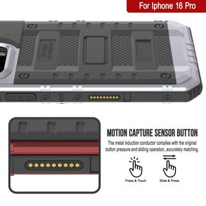 Caso impermeable de aluminio de la serie iPhone 16 Pro Metal 3.0 IP68 con protector de pantalla y Kickstand [blanco]