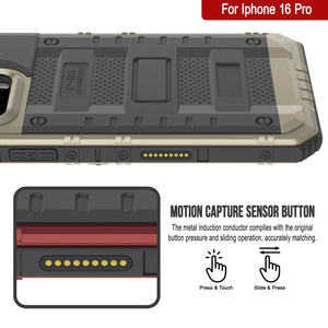 Case impermeable de aluminio de la serie iPhone 16 Pro Metal 3.0 IP68 con protector de pantalla y Kickstand [dorado]
