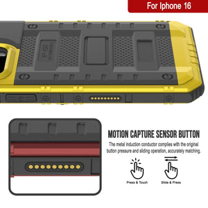 Case impermeable de aluminio de la serie Extreme 3.0 iPhone 16 con protector de pantalla y patada [amarillo]