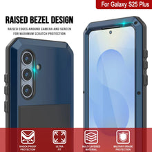 Cargar imagen en el visor de la galería, Galaxy S25 más estuche de metal, cubierta de armadura de grado militar de servicio pesado [prueba de choque] Cuerpo completo duro [azul]
