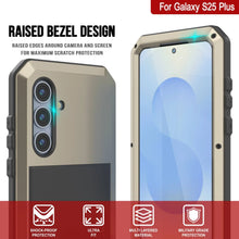 Cargar imagen en el visor de la galería, Galaxy S25 más estuche de metal, cubierta de armadura de grado militar de servicio pesado [prueba de choque] Cuerpo completo duro [oro]
