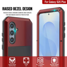 Cargar imagen en el visor de la galería, Galaxy S25 más estuche de metal, cubierta de armadura de grado militar de alta resistencia [prueba de choque] Cuerpo completo duro [rojo]
