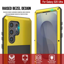 Cargar imagen en el visor de la galería, Caso de metal Ultra Galaxy S25, cubierta de armadura de grado militar de servicio pesado [prueba de choque] Cuerpo completo duro [amarillo]
