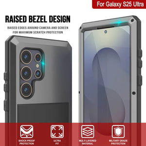 Caso de metal Ultra Galaxy S25, cubierta de armadura de grado militar de servicio pesado [prueba de choque] Cuerpo completo duro [plata]