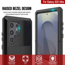 Cargar imagen en el visor de la galería, Caso de metal Ultra Galaxy S25, cubierta de armadura de grado militar de servicio pesado [prueba de choque] Cuerpo completo duro [negro]
