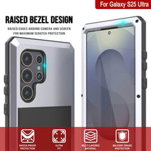 Cargar imagen en el visor de la galería, Caso de metal Ultra Galaxy S25, cubierta de armadura de grado militar de servicio pesado [prueba de choque] Cuerpo completo duro [blanco]
