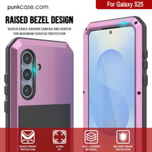 Cargar imagen en el visor de la galería, Case de metal Galaxy S25, cubierta de armadura de grado militar de servicio pesado [prueba de choque] Cuerpo completo duro [rosa]
