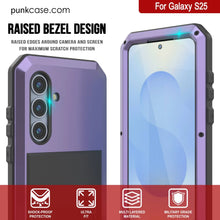 Cargar imagen en el visor de la galería, Case de metal Galaxy S25, cubierta de armadura de grado militar de servicio pesado [prueba de choque] Cuerpo completo duro [Púrpura]
